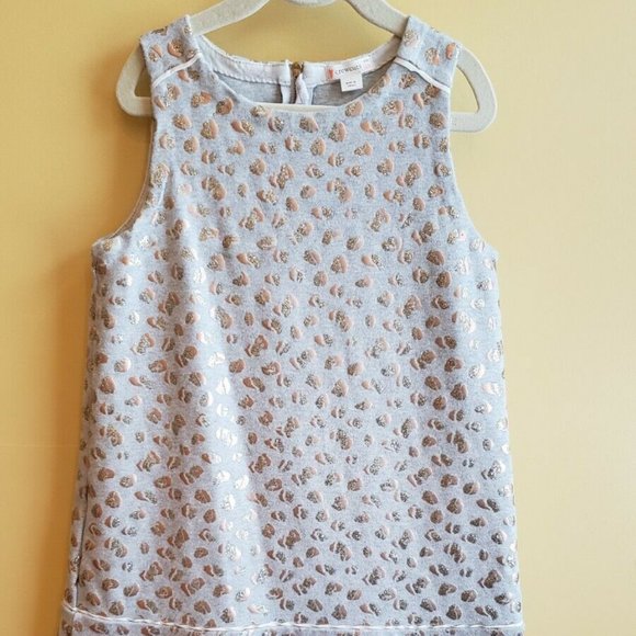 JCREW CREWCUTS 10 GRAY LEOPARD PRINT SPARKLE DRESS - Picture 2 of 5